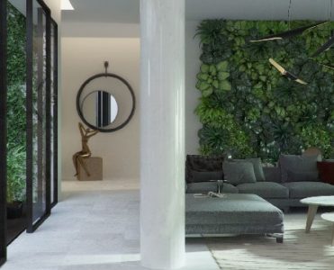 Eco Atrium - an elegante living room using contemporary lighting