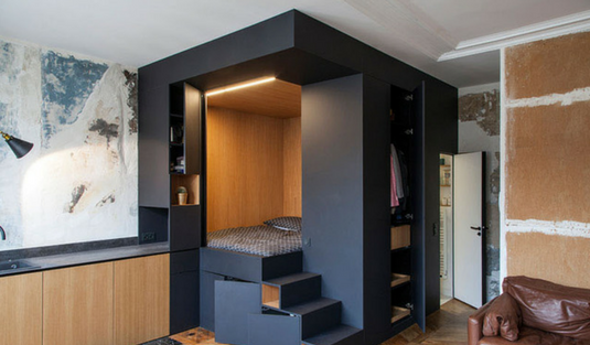 Custom Bedroom Design Box With Unique Contemporary Light
